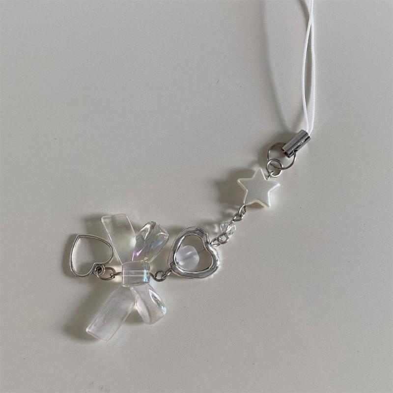 Phone Strap Y2K Phone Charm Keychain Star Bowknot Butterfly Keychain for Women Girls Halloween Handmade Jewelry Ornament