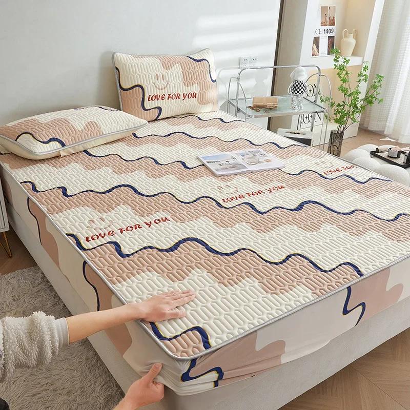 Summer New Thickened Latex Fitted Sheet Non-Slip Protective Bedspread Air Conditioner Three-Piece Set of Summer Sleeping Mat