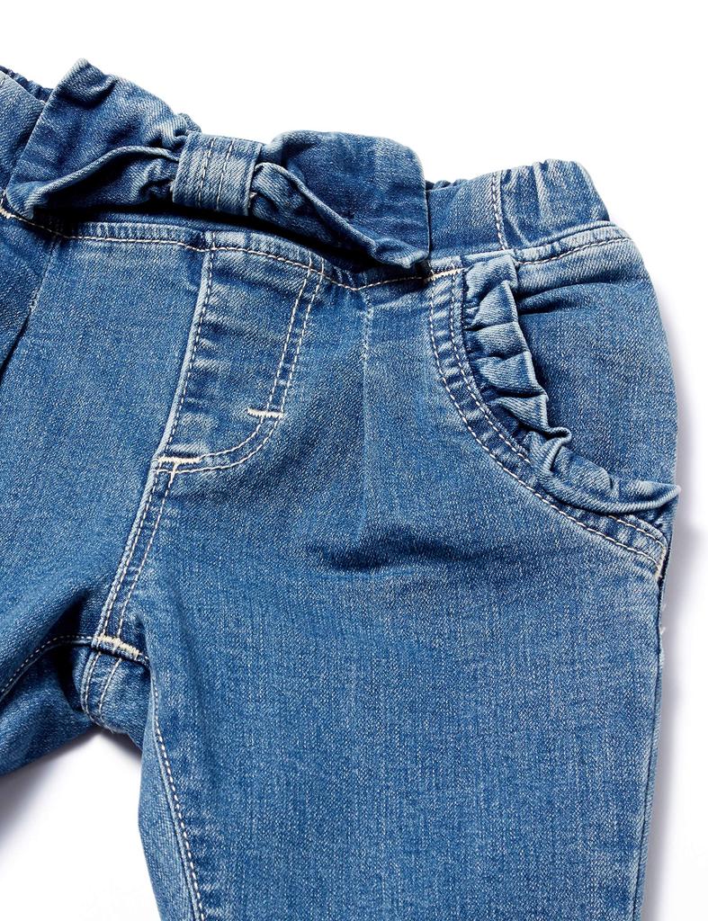 Calças Retas Edwin ETG03 Tamanho Médio 80 Meninas "Laço" (Esticam) [Tamanhos 80-130cm] Azul,