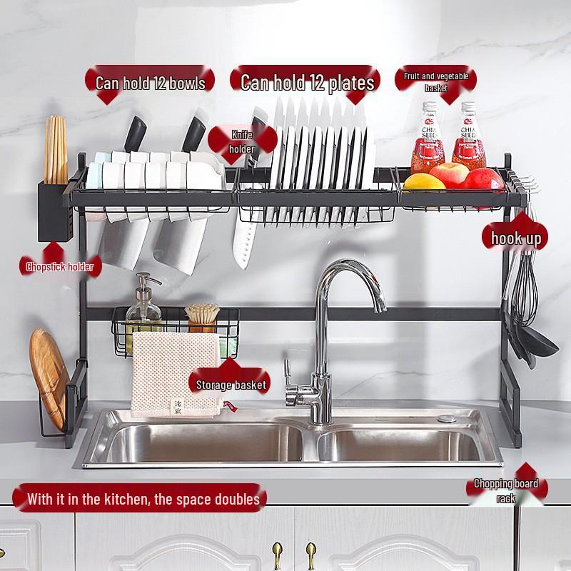 Multi-Functional Carbon Steel Dish & Knife Storage Rack