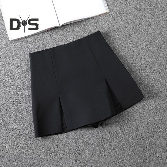 Damen-Minirock, hohe Taille, seitlich geteiltes Design, einfarbig, kurzer Rock, A-Linien-Design, Skort, Anti-Exposure-Arbeitsrock