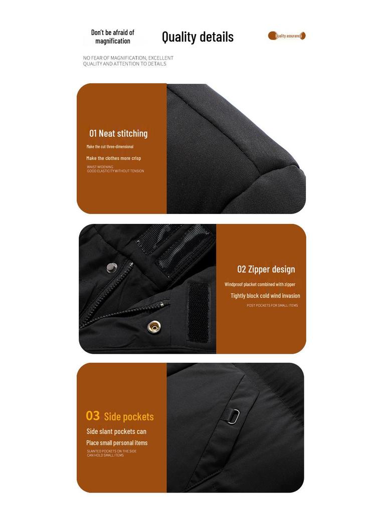 2025 Men's Mid-Length Hooded Winter Jacket - Thick Plus Size Cotton-Padded Coat