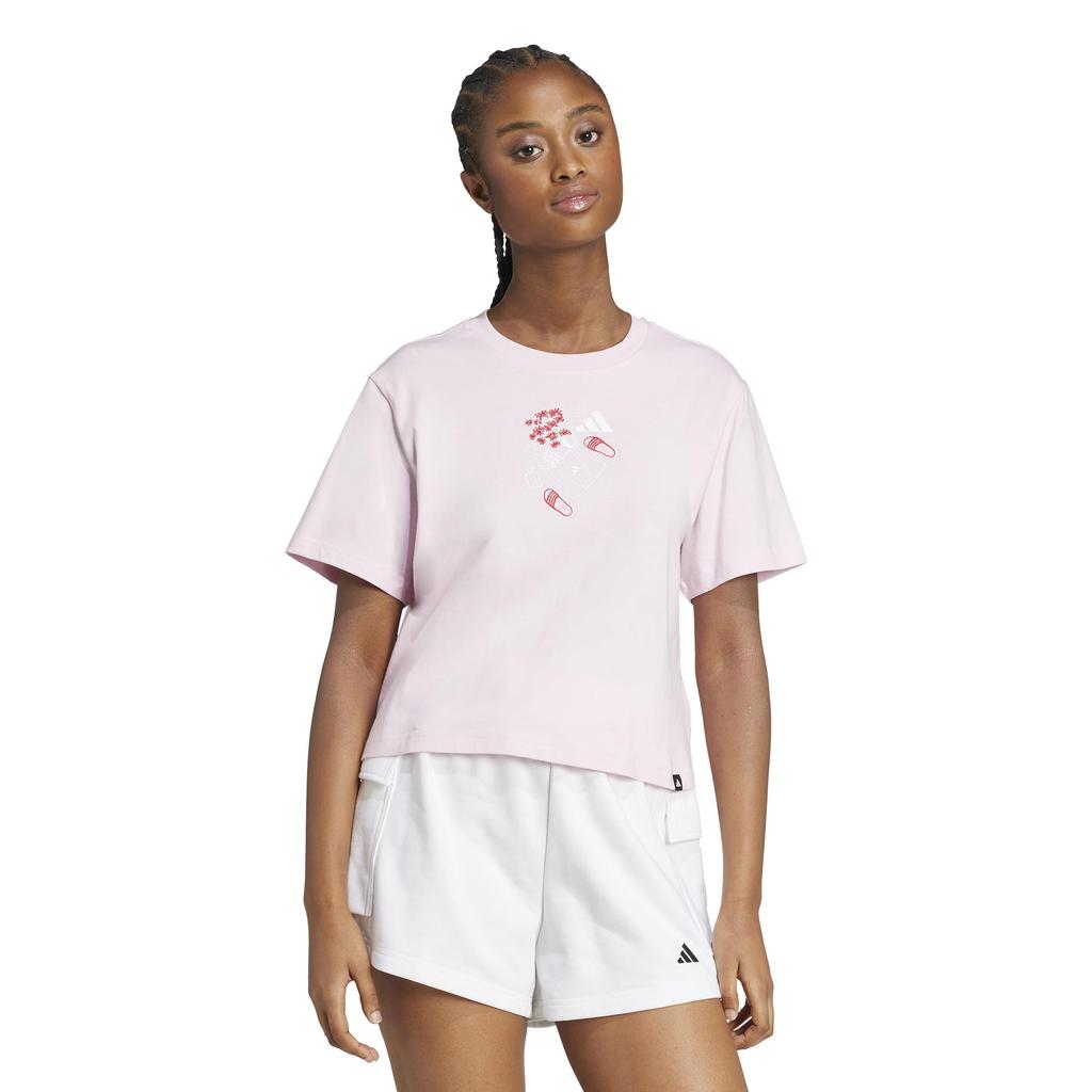 Adidas Short Sleeve Embroidery Graphic JVJ06 Clear Pink Women's T-Shirt (JV6088)