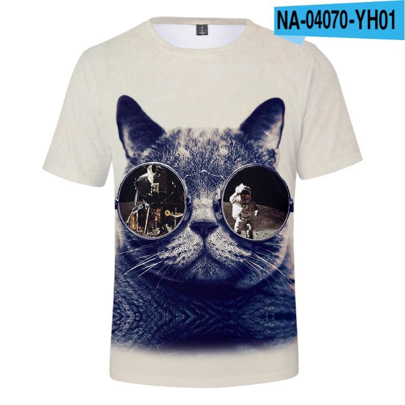 Children's Cat Adult 3D Printed Short Sleeve Men's Street Trend 3D Color Printed Short Sleeve T-shirt Tops & T-shirts (men’s)