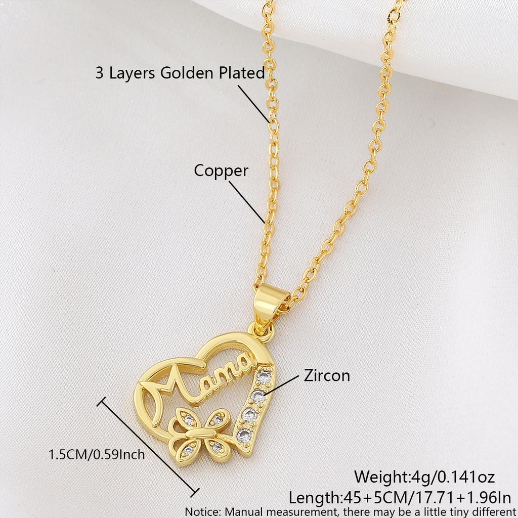 Shell Heart-shaped Peach-Flower Moon Flower Hollow Engraved Zircon Necklace