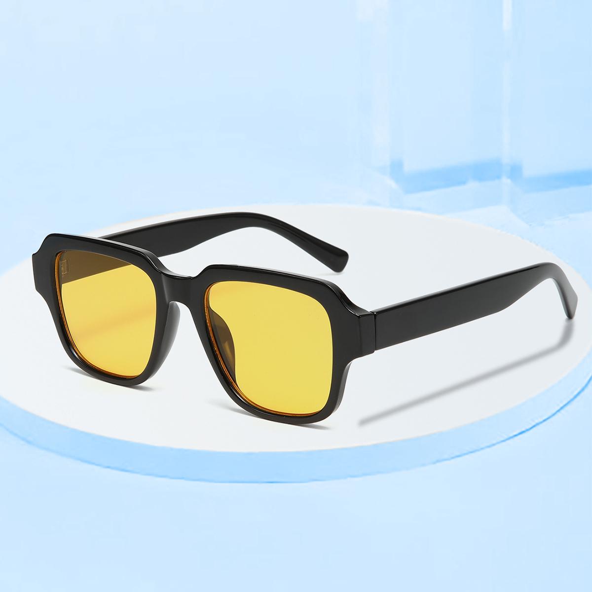 

Square Black Framed Yellow Sunglasses For Women S Fashionable Anti Uv Sunshade Sunglasses жёлтый
