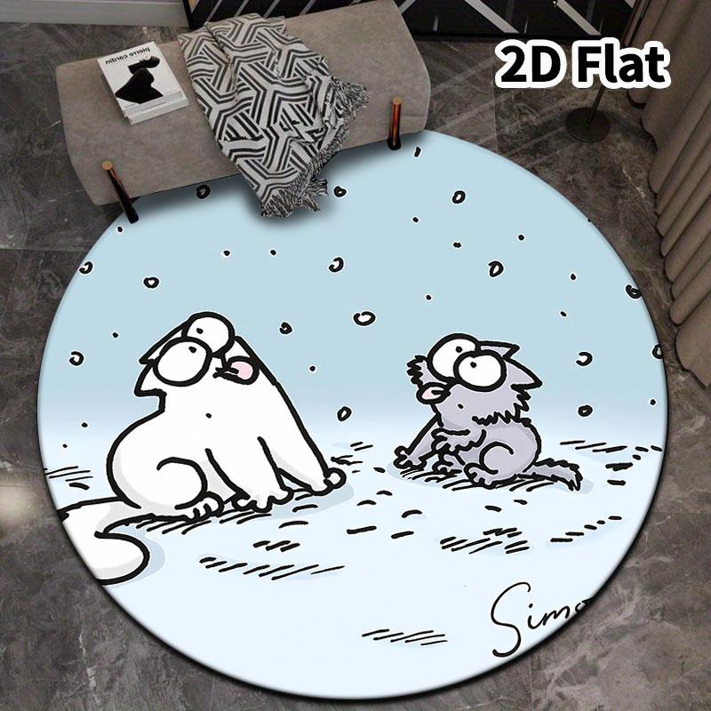 Simon'S Cat Round Area Rug Carpet Rug For Living Room Bedroom Sofa Playroom Decor Nonslip Floor Mat