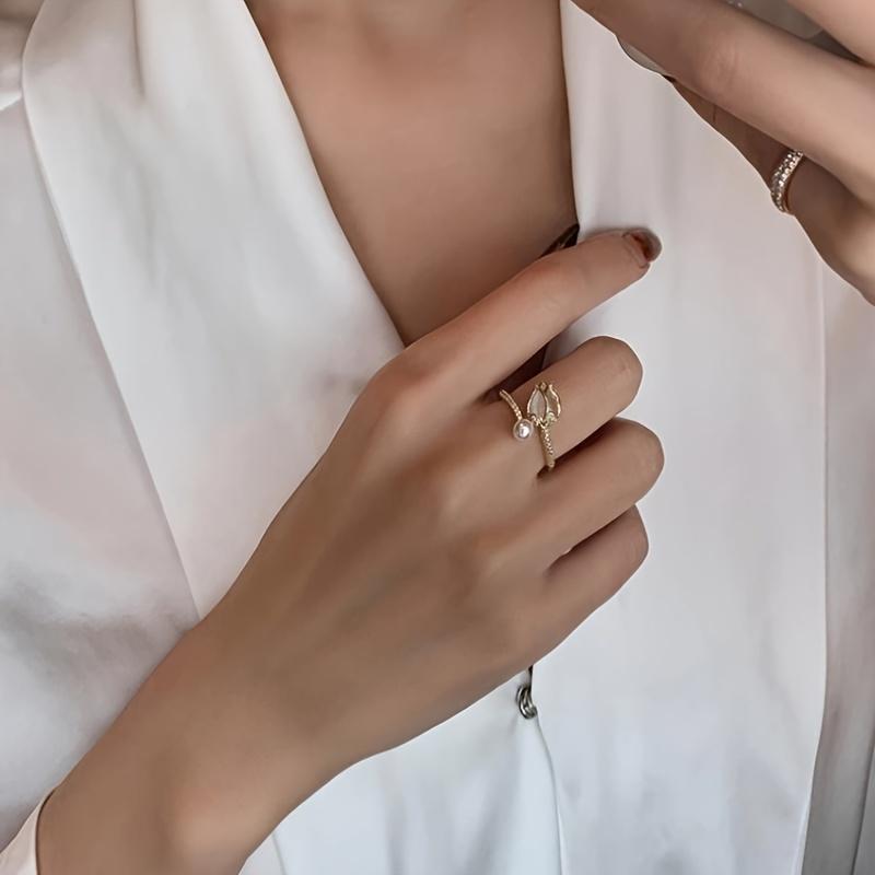 Tulip Bud Ring Fashion Niche Design Ring Ring Finger Jewelry Teenager, for Teenager, For Teenager
