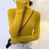 Women Pullover Turtleneck Sweater Autumn 2023 Long Sleeve Elastic Korean Simple Basic Jumper Solid Color Tops 16675