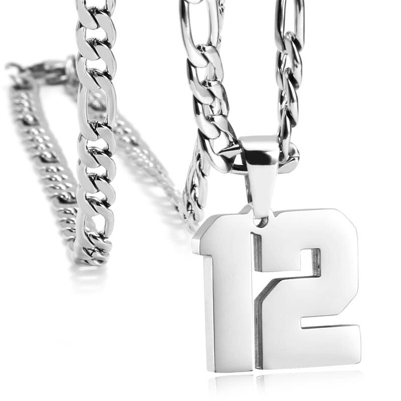 Men's Athlete Stainless Steel Sports Digital Necklace Baseball/Basketball/Soccer Team Inspiration Jewelry Spot