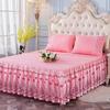 Princess Lace Bed Skirt Floral Embroidery Bed Skirt Non-slip Bed Cover Queen King Bedspread Bedding Mattress Cover Bedding Decor