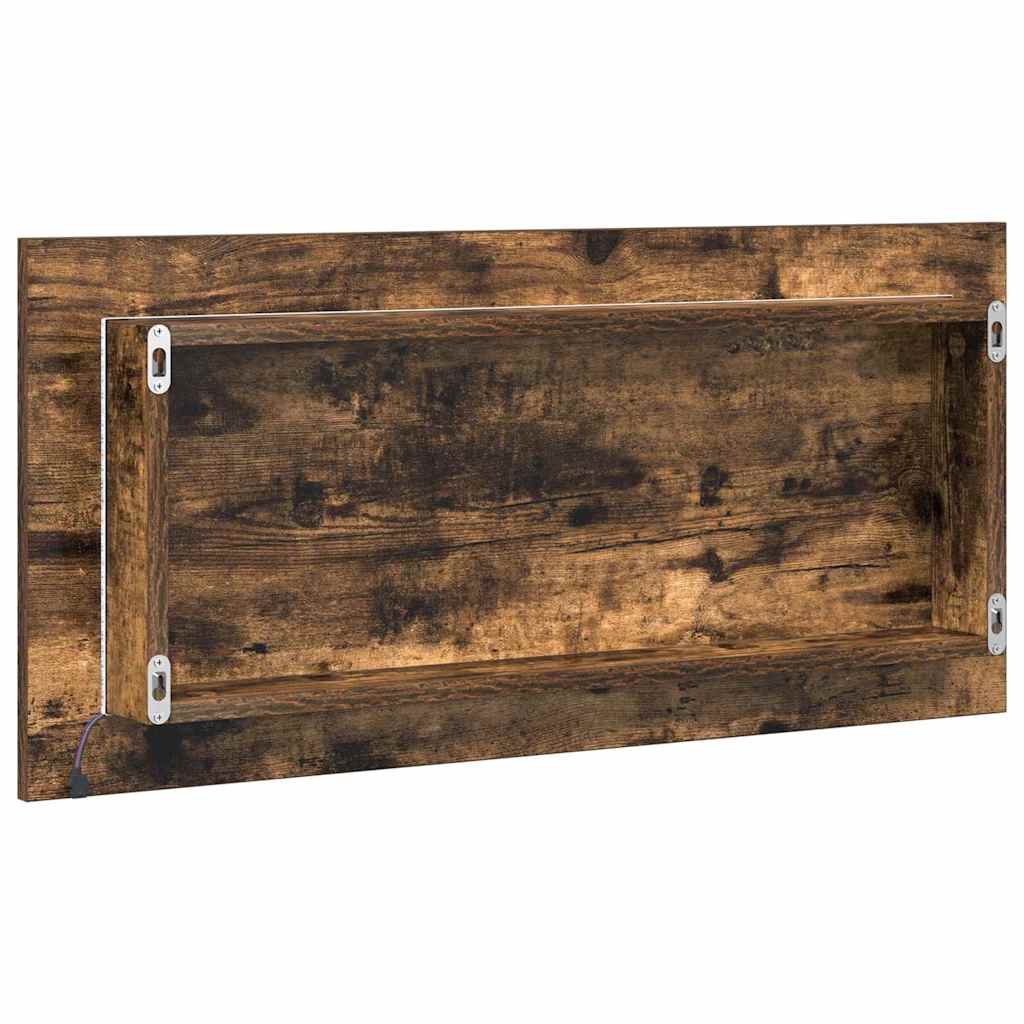 Wall Mounted Mirror in Brown 80 x 37 cm Glass and Engineered Wood