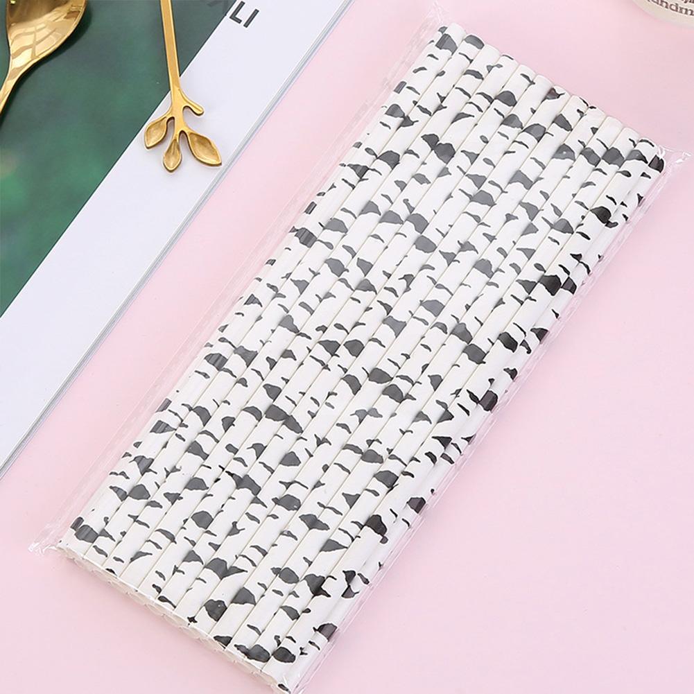 25 Stick Disposable Paper Straws Party Dessert  Decoration Handmade Environmental Straw