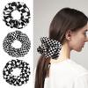 Korean Style Fabric Hair Tie: Black & White Floral Polka Dot