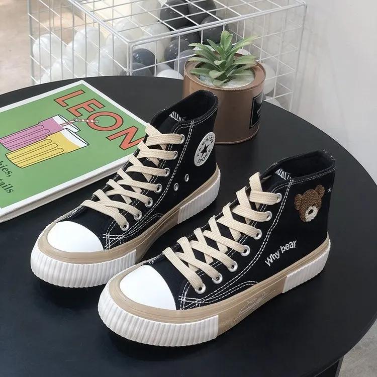 Fashion Shoes Woman 2024 Trend Cute Canvas Shoe Women Breathable Sneakers Sport Shoes for Woman Casual Vulcanized Shoe Flats High Top