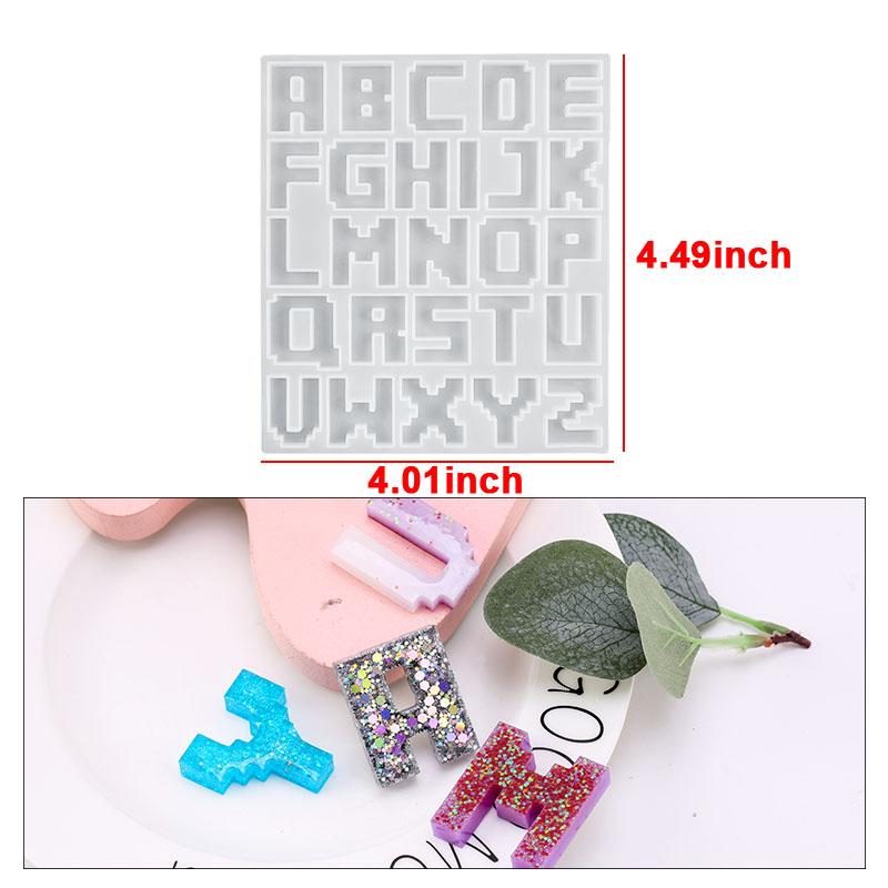 Alphabet Epoxy Resin Mold Kit Ornament Backward Letter Resin Silicone Mold Drill Number Mould For Keychain Making Jewelry DIY