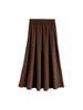 Gray Korean-Style High-Waisted Pleated Midi Skirt for Petite Women: Spring/Autumn A-Line Umbrella Design