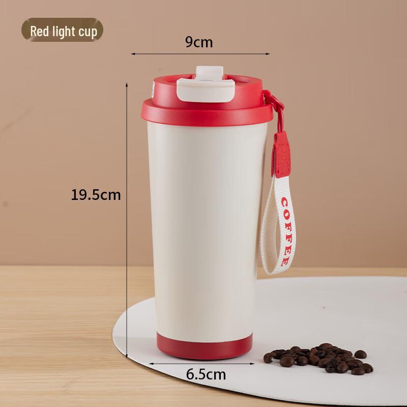Ailan Huijia HS 304 Stainless Steel Insulated Coffee Mug with Straw Dazzling Red