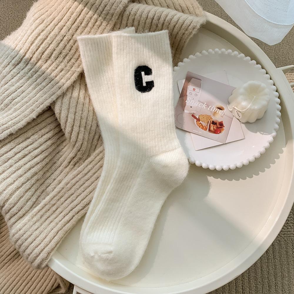 Polyester Wool Snow Boot Socks Solid Color Winter Warm Thick Socks Fashion Women Wool Socks  Women