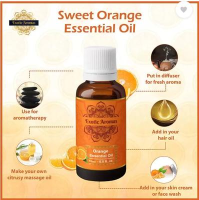 Exotic Aromas Orange Essential Oil, 100% Pure and Natural, For Aromatherapy , Skin & Hair  (10 Ml)