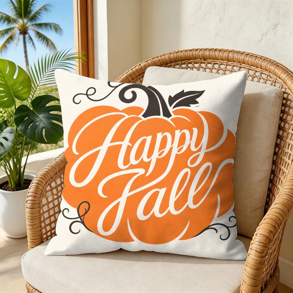 Pumpkin Patch Cushion Cover Double-Sided Plush Sofa Cushion Covers Organic Breathable Invisible Zipper