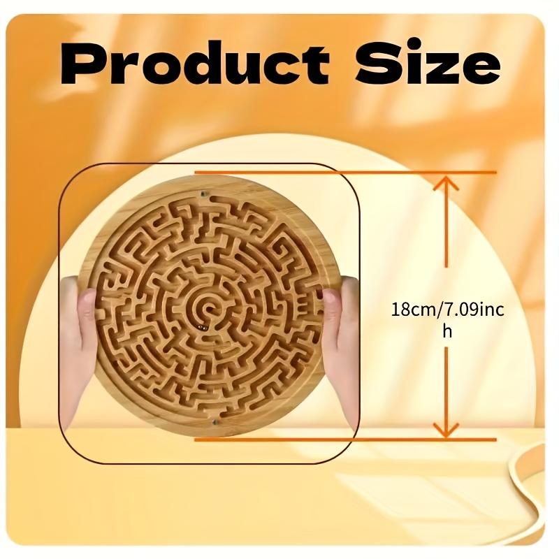 Bamboo Balance Board,Round Wooden Maze With Steel Balls,2 Metal Ball Challenges and Puzzle Games for Brain Training, Suitable for Seniors and Families