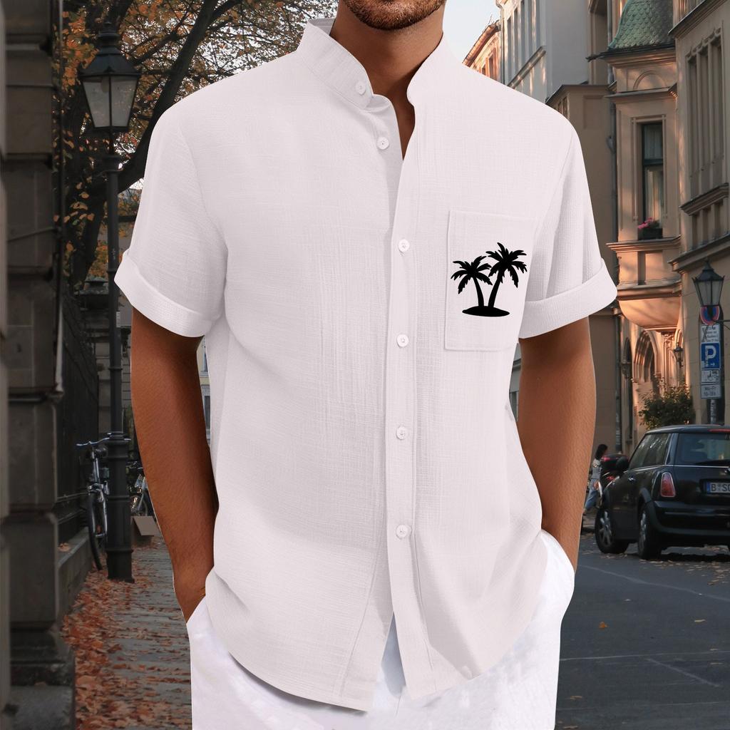 Men'S Casual Loose Short Sleeved Printed Shirt With Fashionable Top