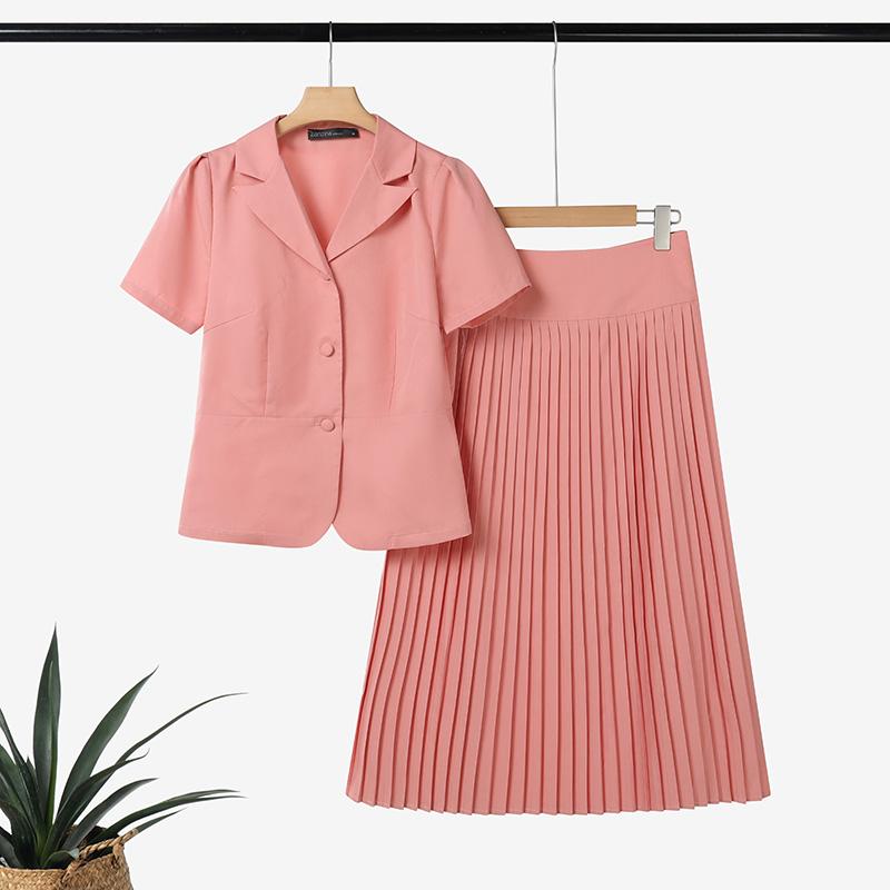 ZANZEA Women Short Sleeve Blouse and Pleated Skirts Casual Two Piece Suit Sets