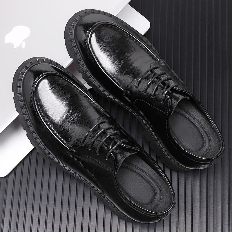 Inner heightening leather shoes men's 8cm big head men's shoes genuine leather business wear Derby shoes invisible heightening work casual shoes