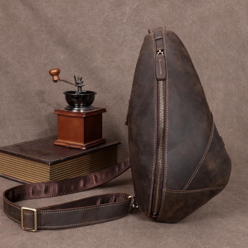 

Новая модная брендовая мужская нагрудная сумка из натуральной кожи, кожаная сумка через плечо Crazy Horse из воловьей кожи, повседневная сумка на плечо, универсальная нагрудная сумка