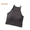 Women's Padded Ribbed Tank Top Summer Sleeveless Racerback Basic Top with Built-in Bra Spaghetti Strap Camisole Crop Top