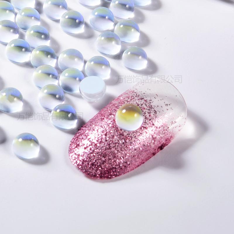 Crystal Glass Mocha Semicircular Pearl Nail Bead Diy Nail Art Man Fish Bead Beauty Mobile Phone Accessories