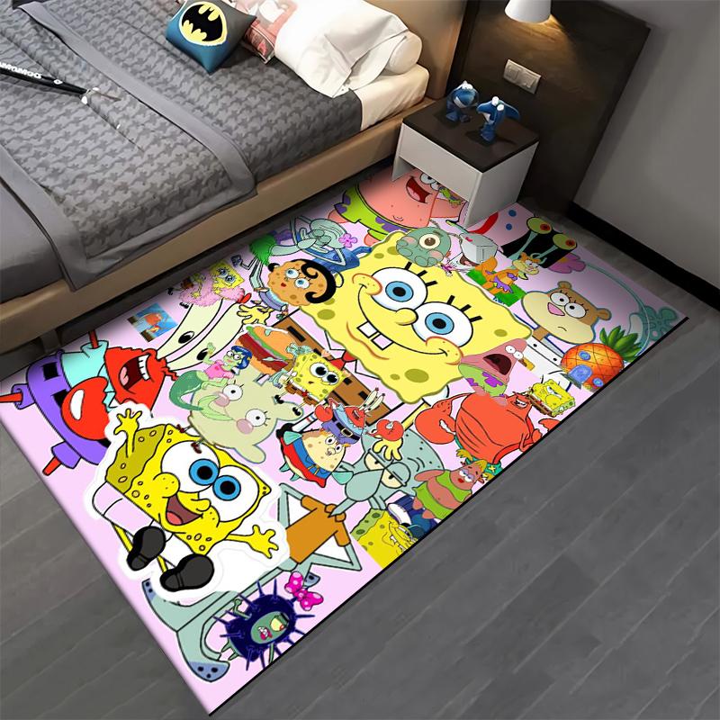 Colorful SpongeBob Cartoon Carpet, Perfect for Kids' Rooms. Suitable for Use As an Anti-slip Game Mat for Living Room and Bedroom Sofas