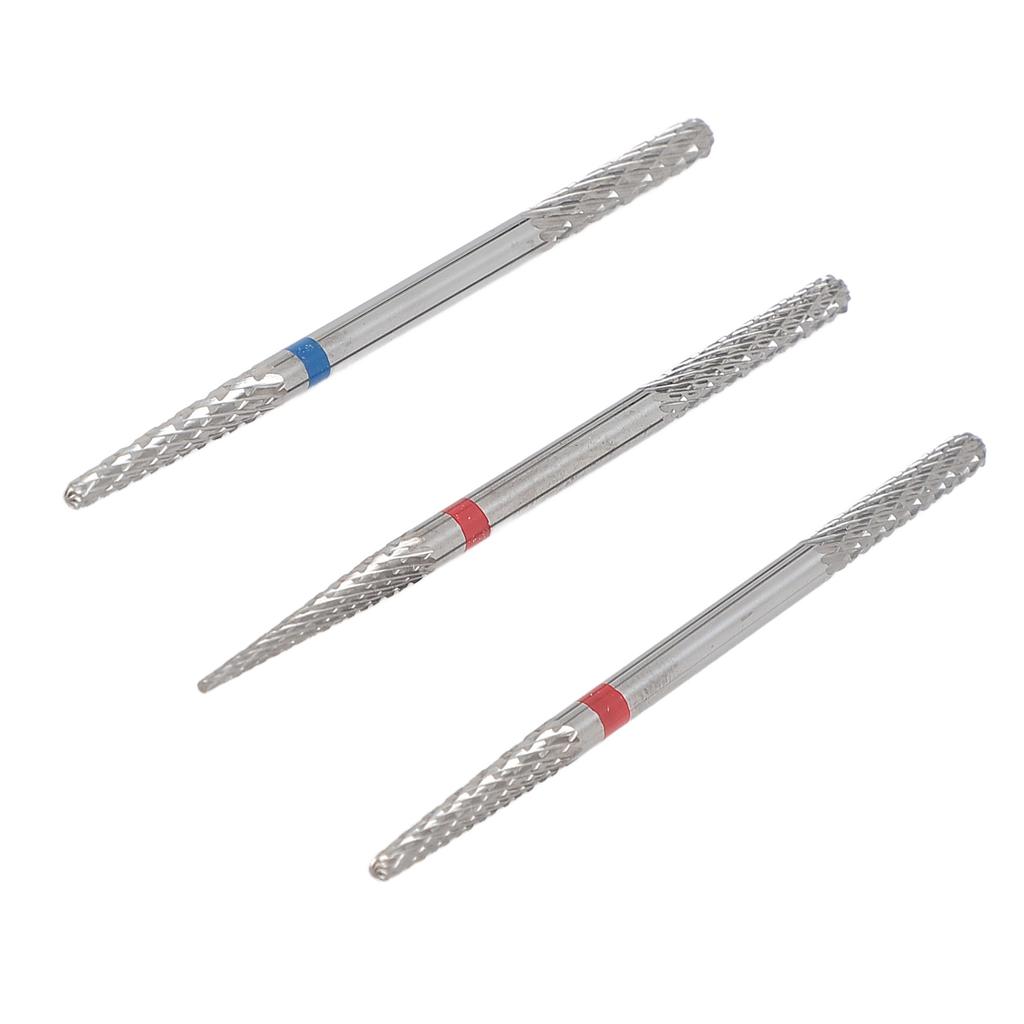 3pcs Nail Tungsten Steel Drill Bits Set Manicure Grinding Heads 2 In 1 Dual Head Nail Drill Bits for Home Nail Salon
