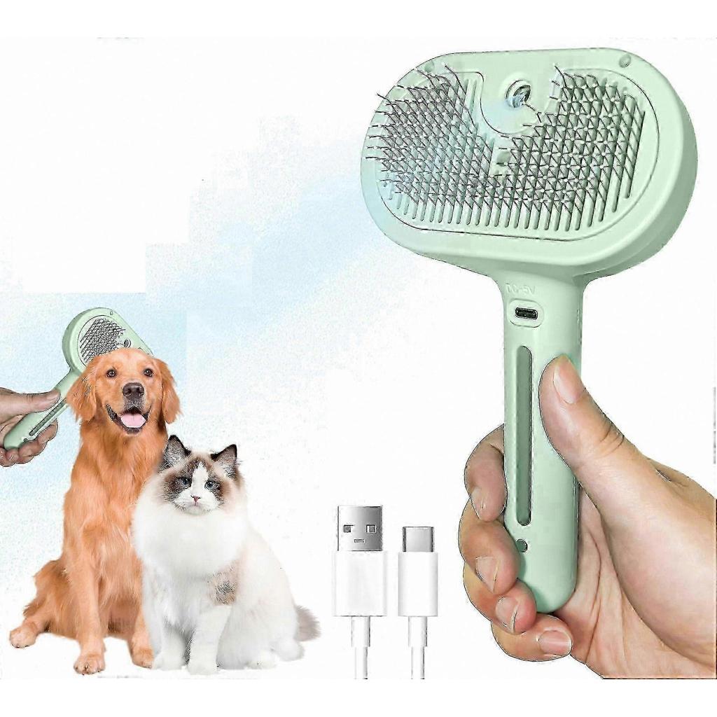 Pet Grooming Steam Brush with Spray Function for Cats and Dogs, Anti-Shedding and Detangling Massage Comb for Fur Care