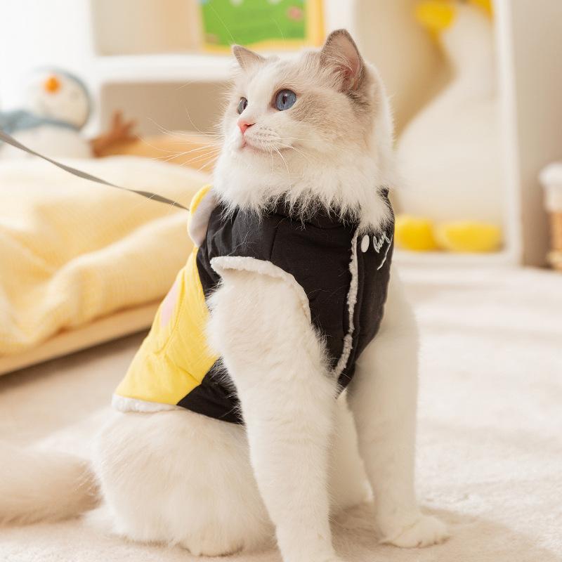 Cute Splicing Quilting Cotton Vest Cat Autumn and Winter Warm Into Cat Kitten Small Dog Cotton Coat Pet Cat Clothes