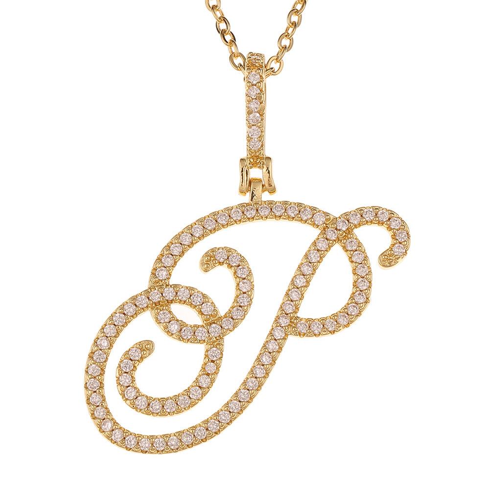 A-Z Cursive Initial Letter Pendant Necklace For Women Simple Rope Chain Pendant Necklace Jewelry Gift