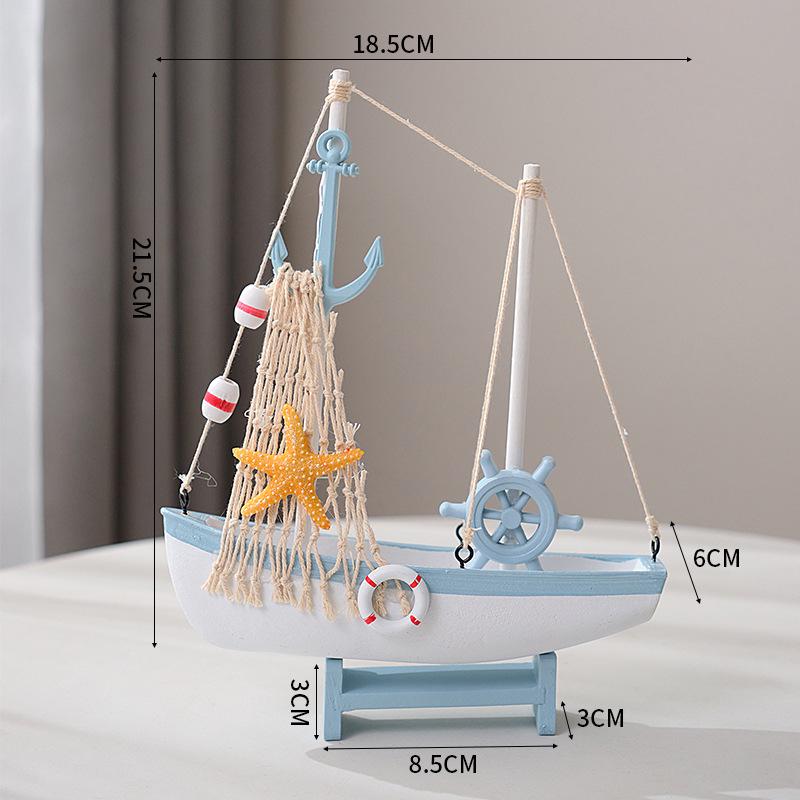 Porzellan Segelschiff Modell im mediterranen Stil - Kreative Holz Heimdeko Ornamente