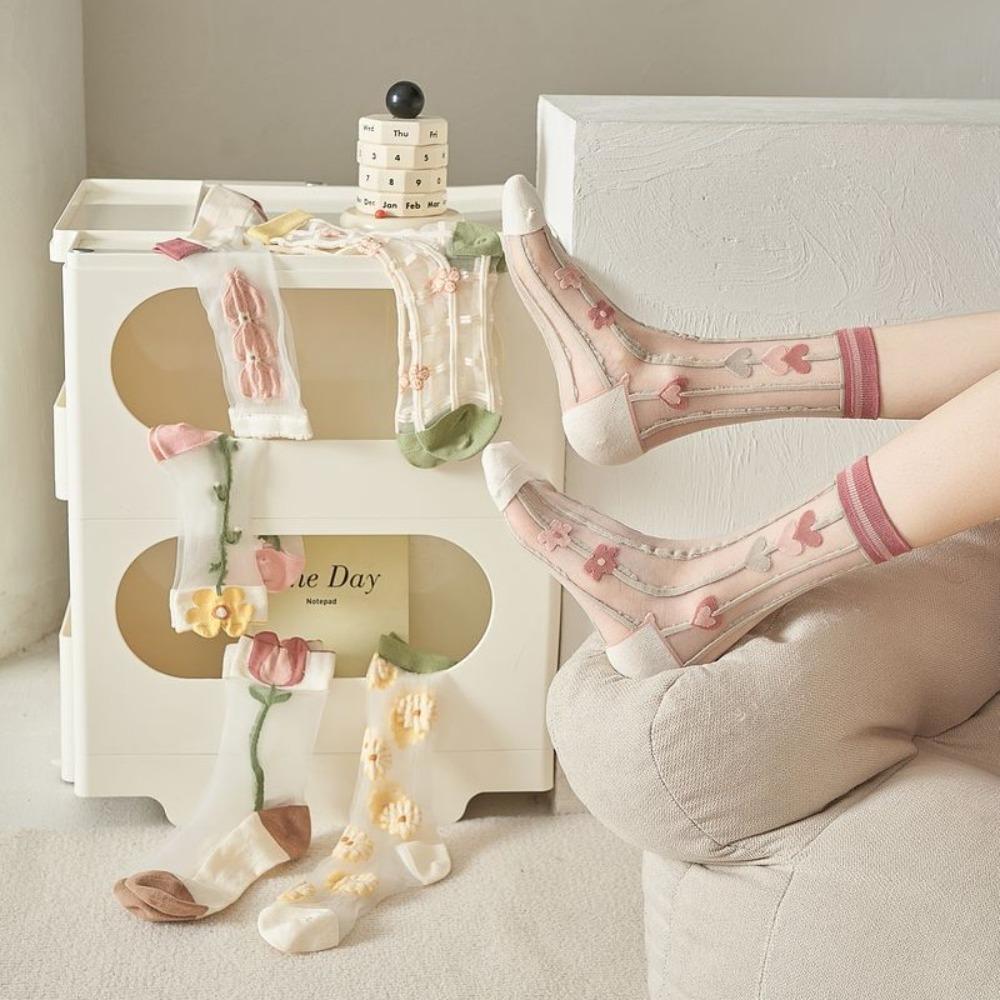 

See Through Women Sock Ultra-thin Lace Socks New Long Socks Summer 4