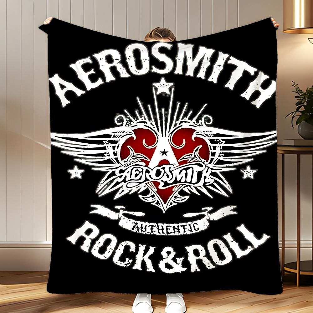 Classic Band Aerosmith Throw Soft Coral Fleece Blanket 310gsm Fluffy Warm Throw for Sofa Bed Couch Bedroom Decor