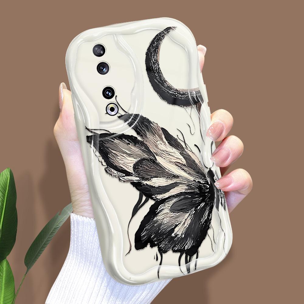 Niedliches Cartoon-Muster Creme Textur Gehäuse Wellenförmiger Rand Weiche Silikonhülle Handyhülle für Huawei Honor Infinix Tecno iPhone