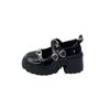 Spring 2025 Dark Style Mary Jane Shoes: Sweet Heart Design, Thick Soles, Height-Increasing, Leather.