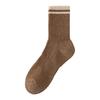 Men's Autumn and Winter Thickened Pure Cotton Wool Loop Bottom Color-blocked Mid-calf Socks, Warm Towel Bottom Anti-odor Sports Long Calf Socks