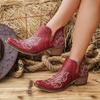 Stivaletti Western da Cowboy Ricamati da Donna Europei e Americani con Tacco Chunky e Punta Appuntita a Taglio a V (Moda 2026)