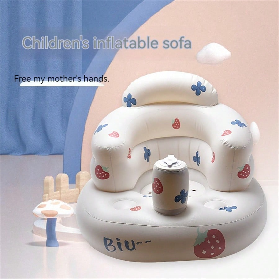 1pc Inflatable Baby Sofa Chair With Dining Table, Portable Folding Baby Learning Seat With Built-In Air Pump