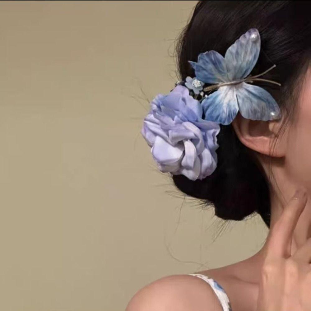

Pearls Butterfly Flower Hair Clip Sweet Barrettes Elegant Hairpin Girls
