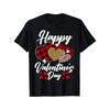 European Sizes Happy Valentine'S Day Hearts With Leopard Plaid Valentine T-Shirt One Side Print Short Sleeve Valentine'S Day Gifts