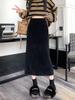 Women's Elastic Waist Imitation Mink Fur Plush A-Line Midi Skirt for Autumn and Winter
