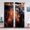 Cityscape New York Night Skyline Scenery View Chiffon Sheer Curtains for Living Room Bedroom Decor Window Voiles Tulle Curtain