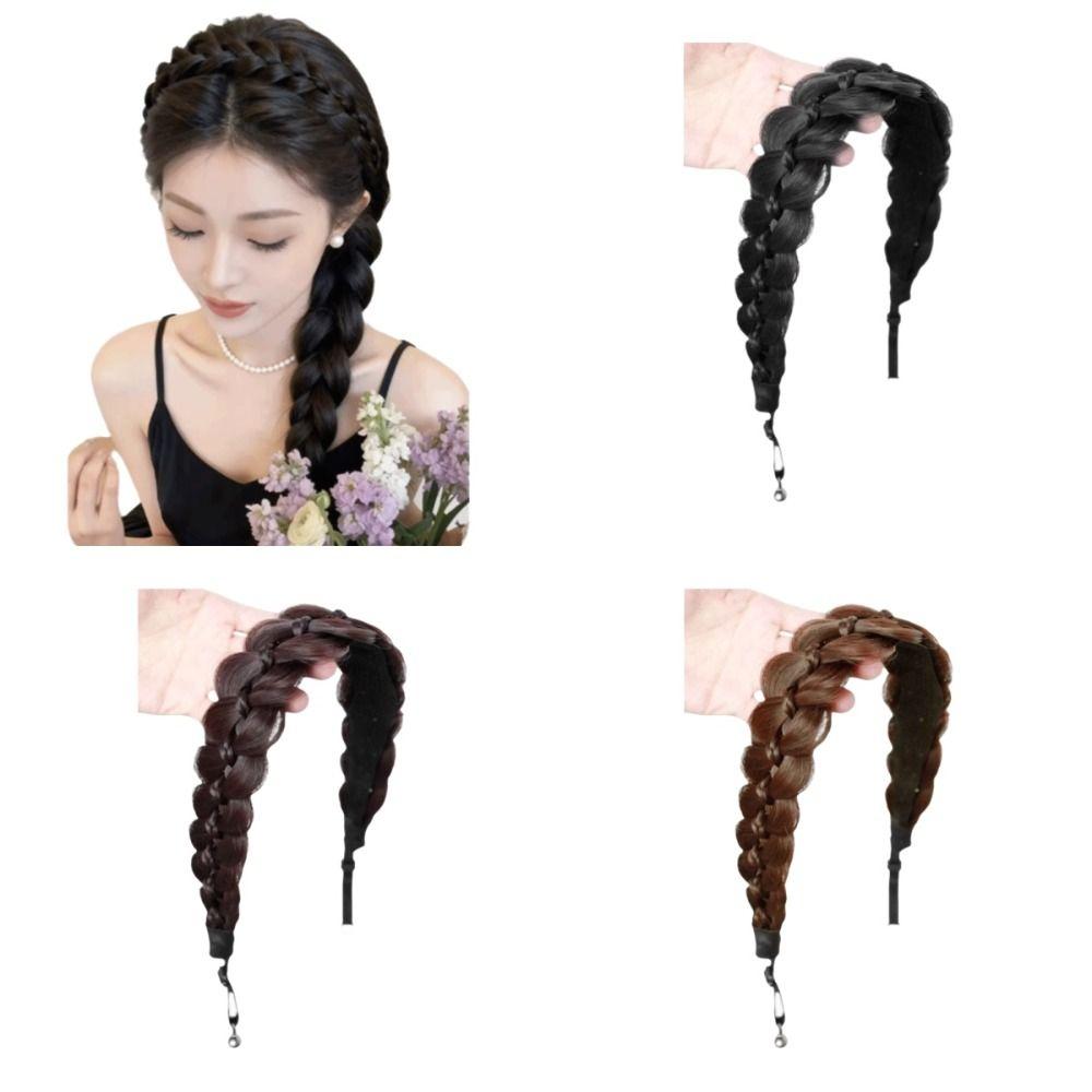 Magnetic Braided Headband Wig Headwear Retro Head Hoop Fishbone Braids Hair Bands Party
